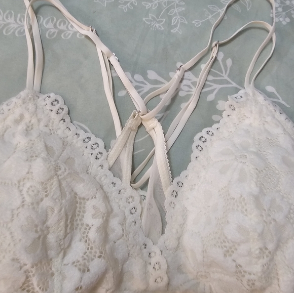 Aerie Cream Lace Bralette Intimates Cross Back Size M - Picture 7 of 11